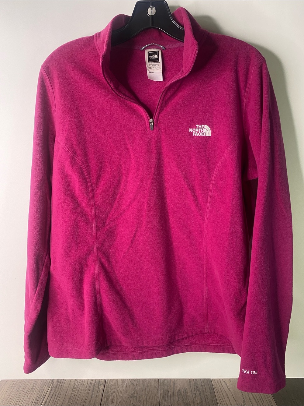 The North Face Women's Size XL Pink Half-Zip Fleece Pullover - 1542